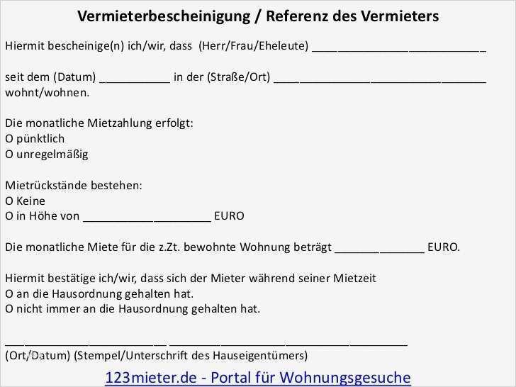Vorlage Vermieterbescheinigung Inspiration Vermieterreferenz Für 123 Mieter Portal Für Wohnungsgesuche