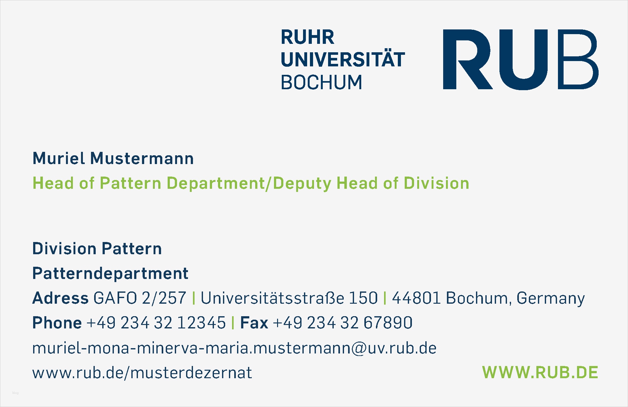 Vorlage Visitenkarte Word Gut Ruhr Universität Bochum