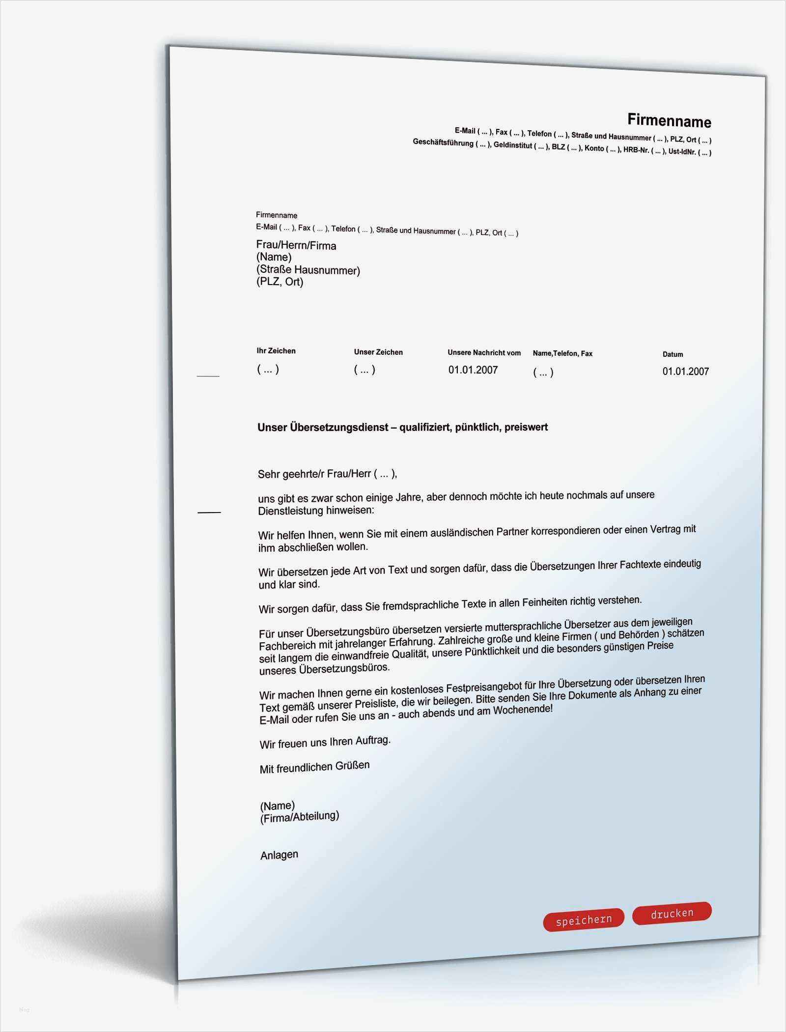 Vorlage Visitenkarte Word Kostenlos Neu Werbebrief Für Ein Übersetzungsbüro