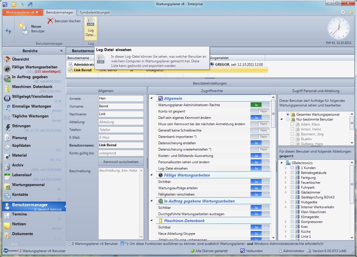 Wartungsplaner v6 GBelectronics GmbH