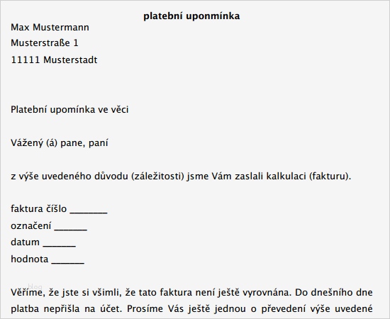 Vorlage Zahlungserinnerung Schönste Zahlungserinnerung Tschechisch Vorlage Zum Herunterladen