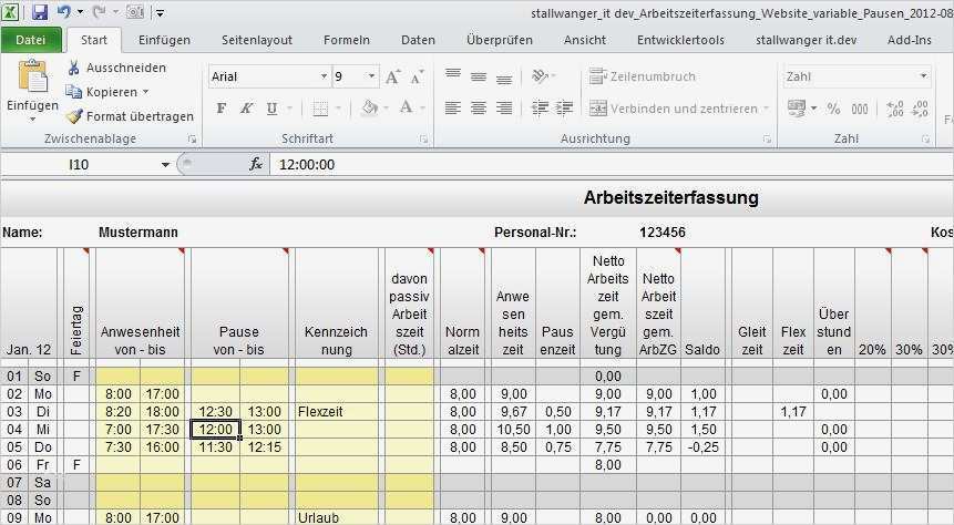 Vorlage Zeiterfassung Excel Kostenlos Großartig Suche Eine Sehr Gute Arbeitszeiterfassung In Excel