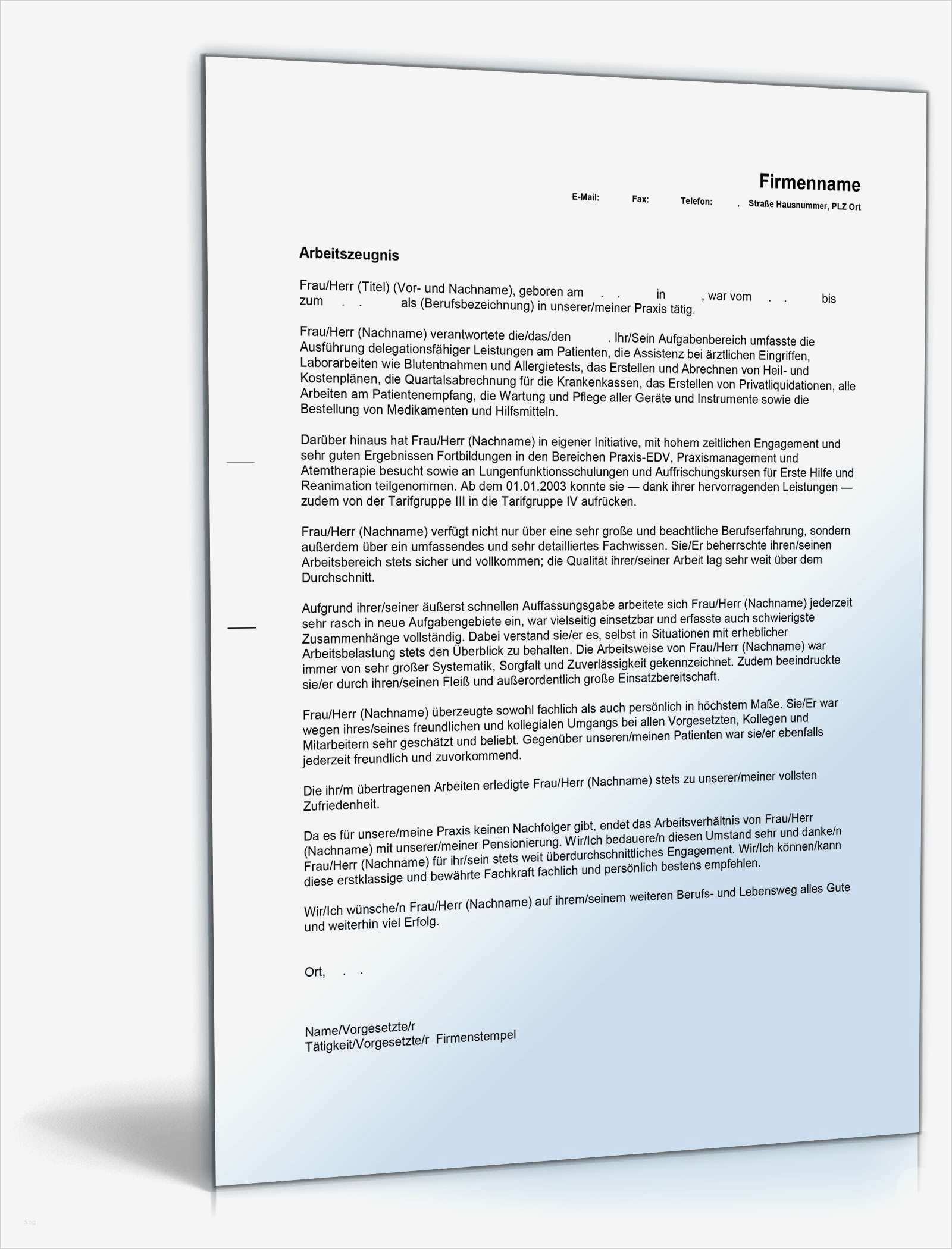 Vorlage Zeugnis Genial Arbeitszeugnis Arzthelferin Rechtssichere Muster Zum Download