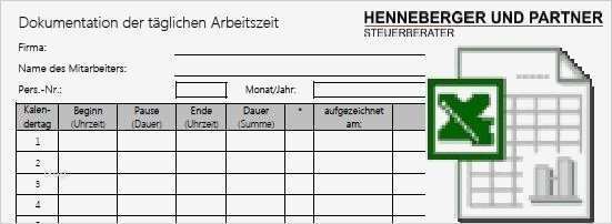 Vorlage Zur Dokumentation Der Täglichen Arbeitszeit Excel Erstaunlich Mindestlohn Henneberger Und Partner Steuerberater Würzburg