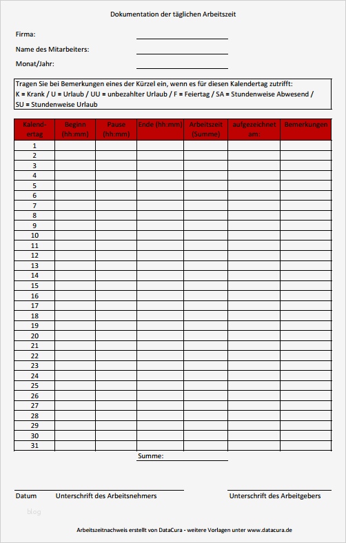 Vorlage Zur Dokumentation Der Täglichen Arbeitszeit Kostenlos Genial Kostenfrei Download Vorlage Für Arbeitszeitnachweis