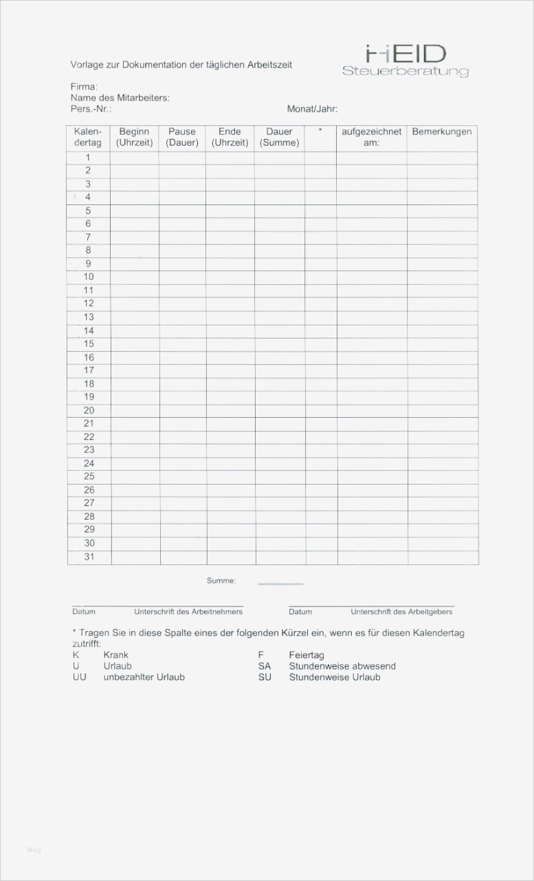 Vorlage Zur Dokumentation Der Täglichen Arbeitszeit Muster Cool Vorlage Zur Dokumentation Der Täglichen Arbeitszeit