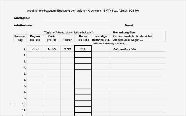 Vorlage Zur Dokumentation Der Täglichen Arbeitszeit Muster Erstaunlich Vorlage Stundenzettel Baugewerbe