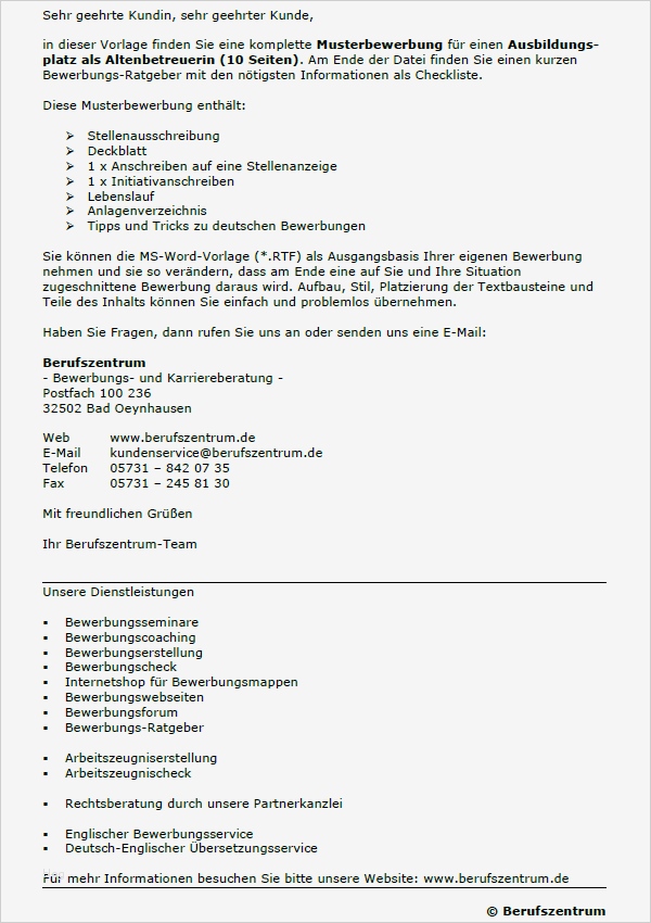 Vorlagen Bewerbung Ausbildung Inspiration Bewerbung Altenbetreuerin Ausbildung sofort Download