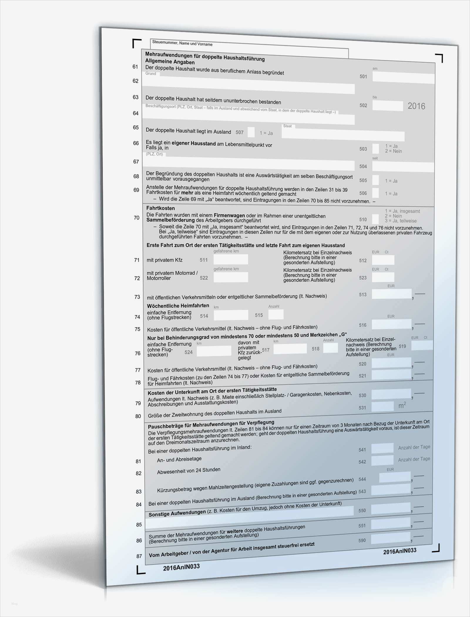 Vorlagen Einkommensteuererklärung 2016 Gut Anlage N 2016