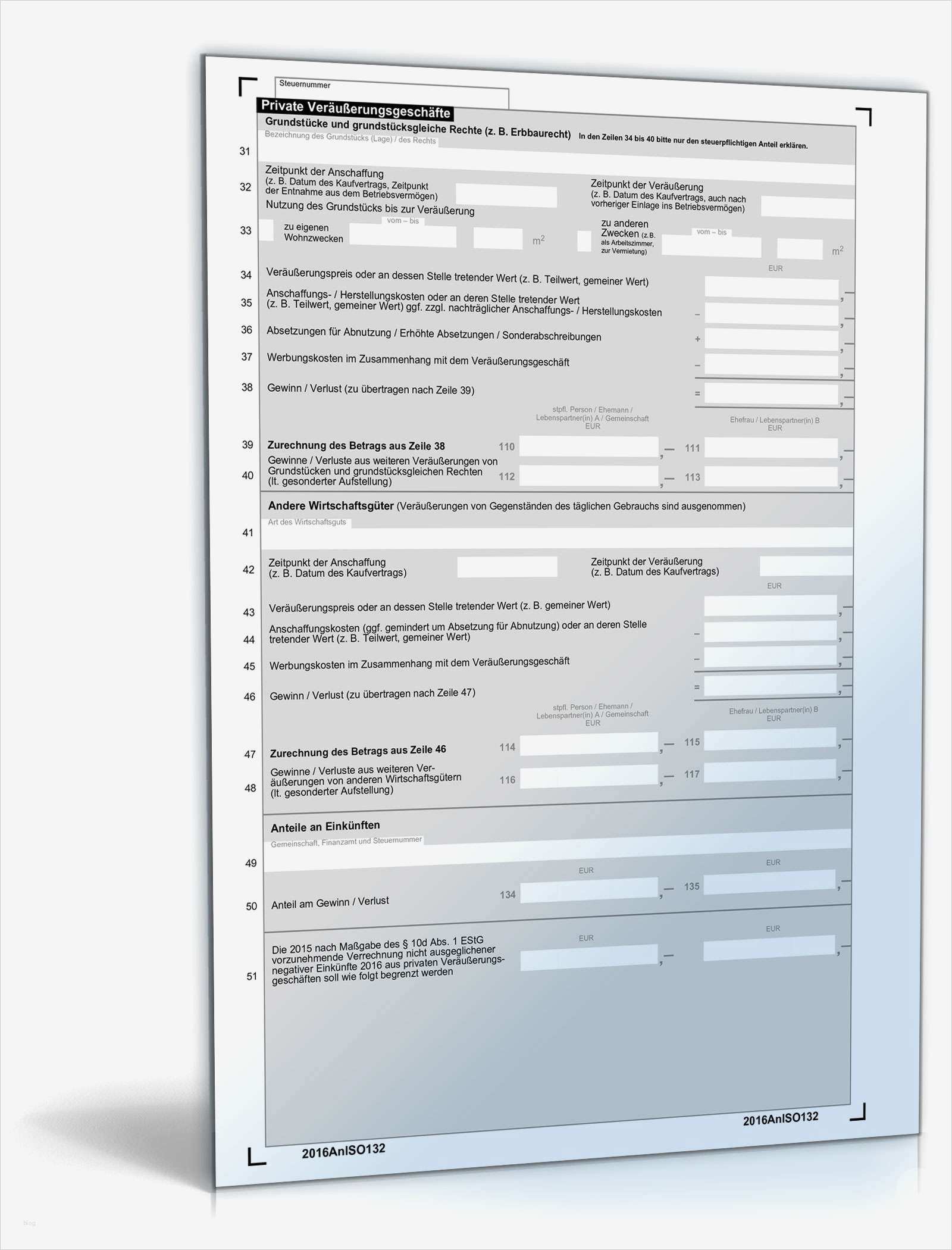 Vorlagen Einkommensteuererklärung 2016 Neu Anlage so 2016