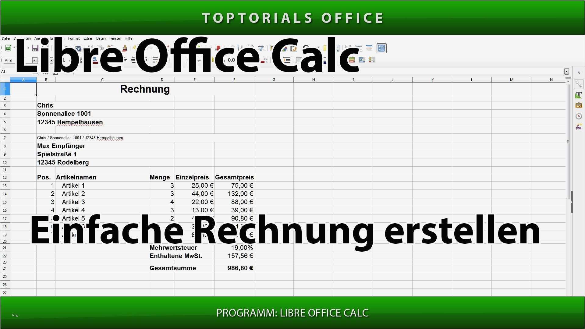 Vorlagen Libreoffice Großartig Einfache Rechnung Erstellen Mit Und Ohne Mwst