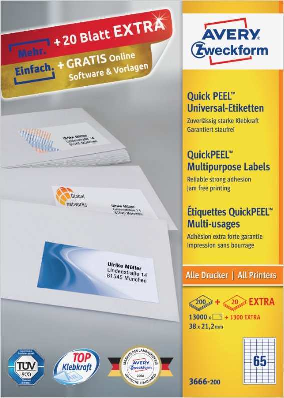 Vorlagen Zweckform Hübsch Avery Zweckform 3666 200 Universal Etiketten 38 X 21 2 Mm