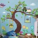 Wandbemalung Kinderzimmer Vorlagen Hübsch Wandtattoo Kinderzimmer Eule No Yk23 Lustiger Eulenbaum