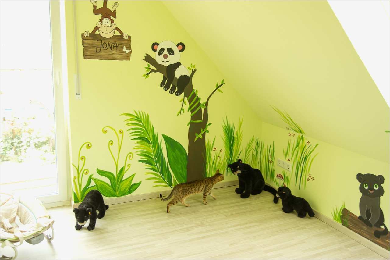 Wandmalerei Kinderzimmer Vorlagen Cool Babyzimmer Ideen Wandgestaltung Dschungel