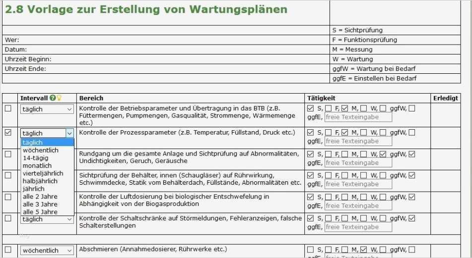 Wartungsplan Vorlage Inspiration Arge Biogas