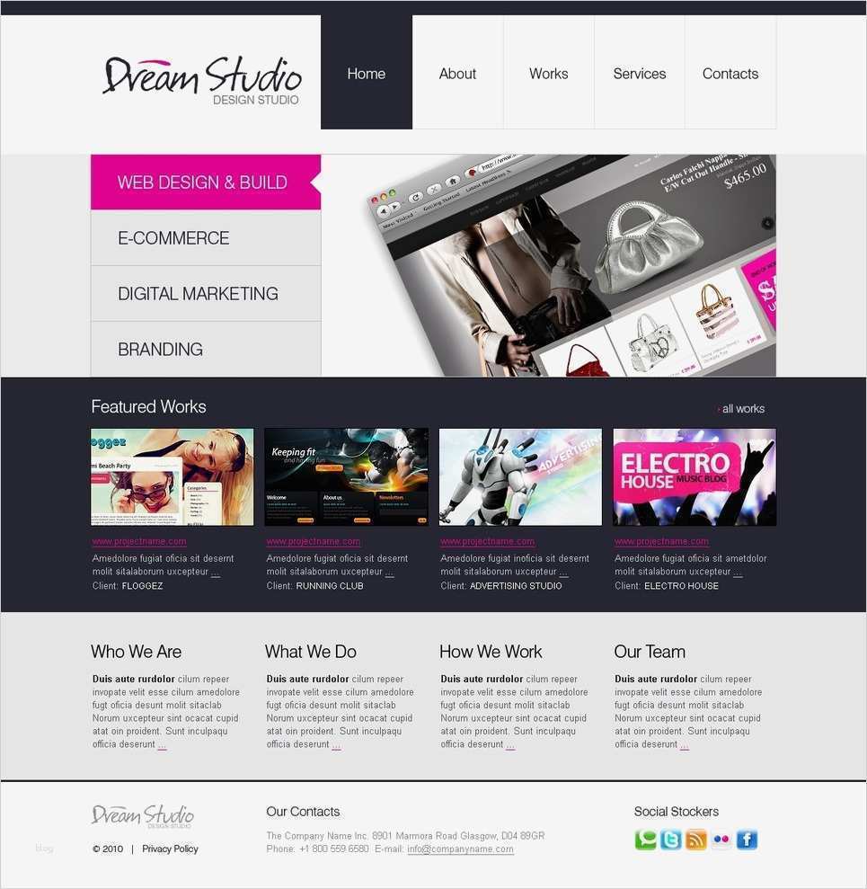 Website Design Vorlagen Elegant Website Vorlage Für Designstudio