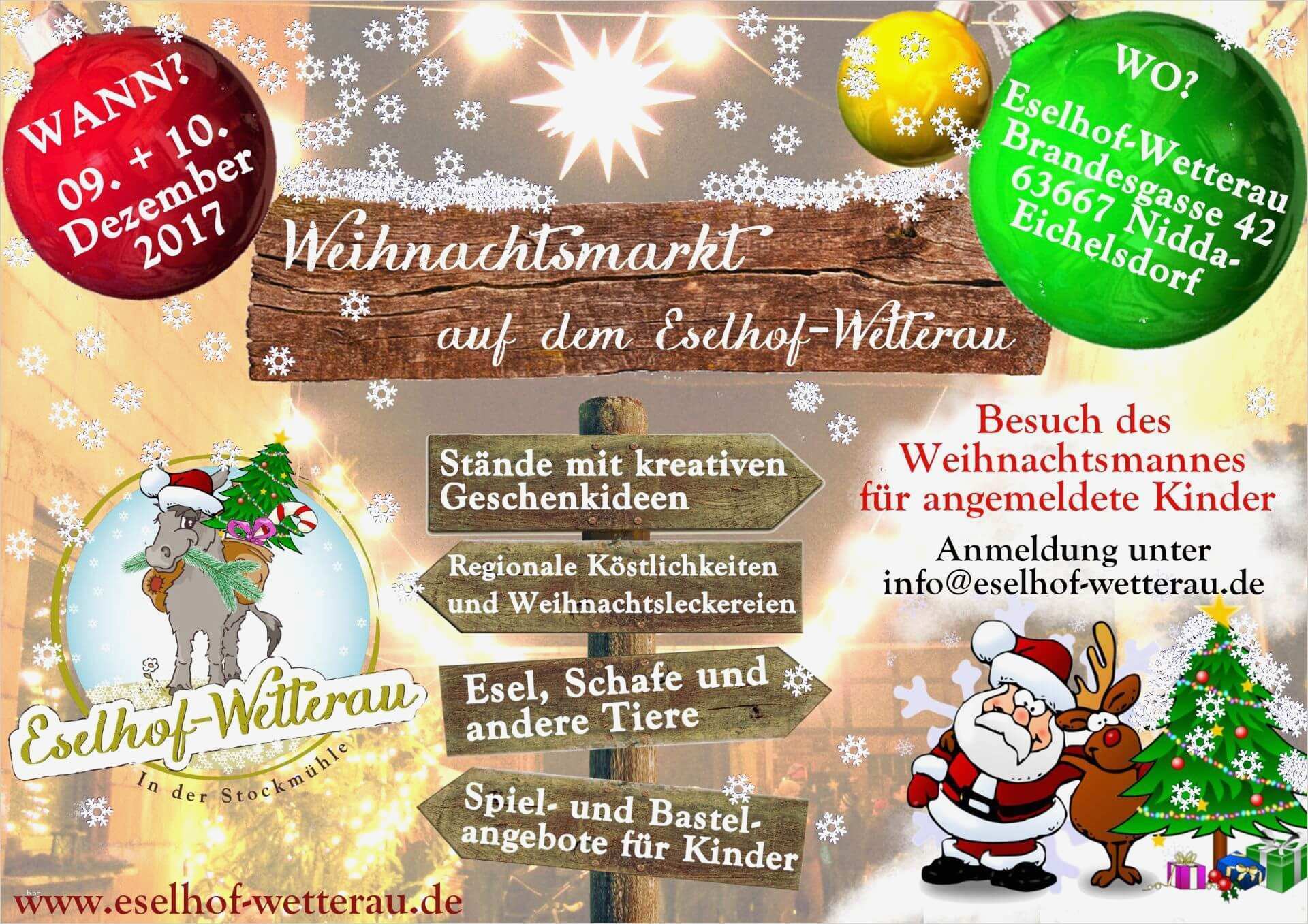 Weihnachtsmarkt Flyer Vorlage Süß Weihnachtsmarkt 2017 Auf Dem Eselhof Wetterau