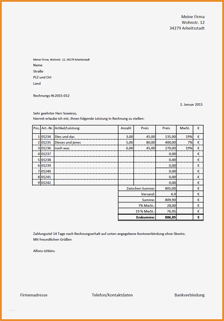 Weiterbelastung Rechnung Vorlage Luxus 6 Rechnung Mit Mwst