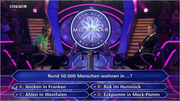 RTL Quiz Show „Wer wird Millionär“ 2000 Euro