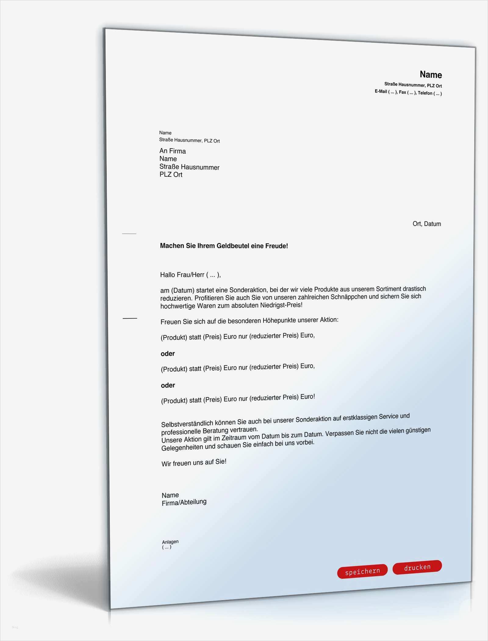 Werbebrief Sonderangebote