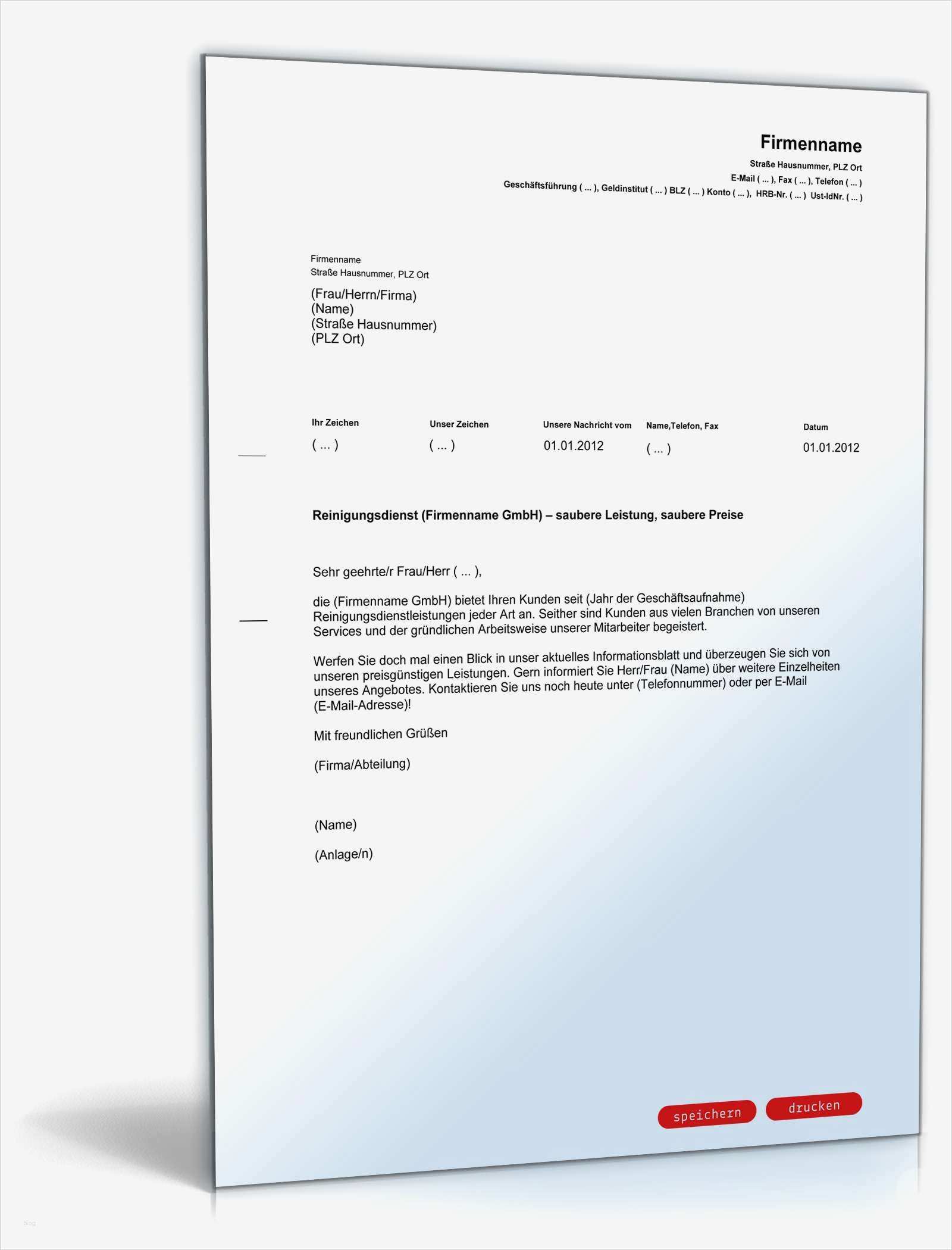Werbebrief Vorlage Word Best Of Werbebrief Reinigungs Nst