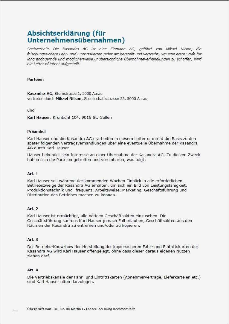 Werbebrief Vorlage Word Schön Muster Absichtserklärung