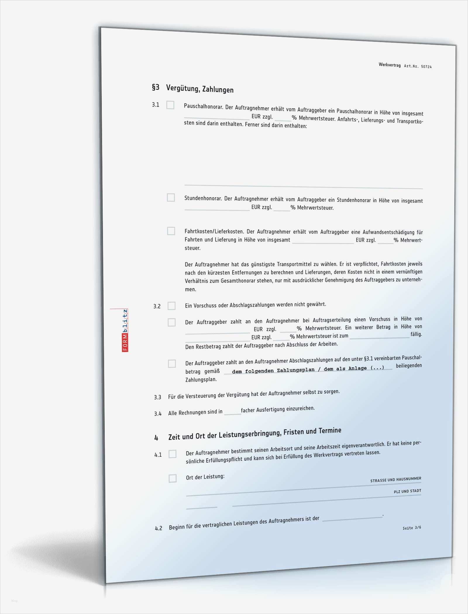 Werkvertrag Vorlage Erstaunlich Werkvertrag Muster Vorlage Zum Download