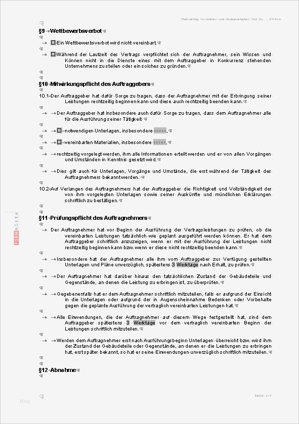 Werkvertrag Vorlage Wunderbar Werkvertrag Umbauarbeiten Ausbauarbeiten Muster Vorlage