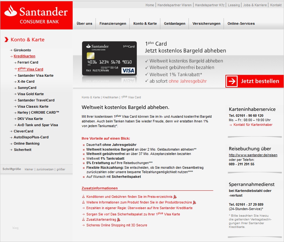 Widerruf Ratenschutzversicherung Santander Vorlage Cool Santander 1plus Visa Card Kreditkarte Vergleich 07 2018