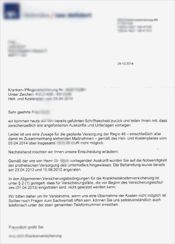 Widerruf Vorlage Versicherung Bewundernswert Zahnzusatzversicherung Verweigert Kostenübernahme