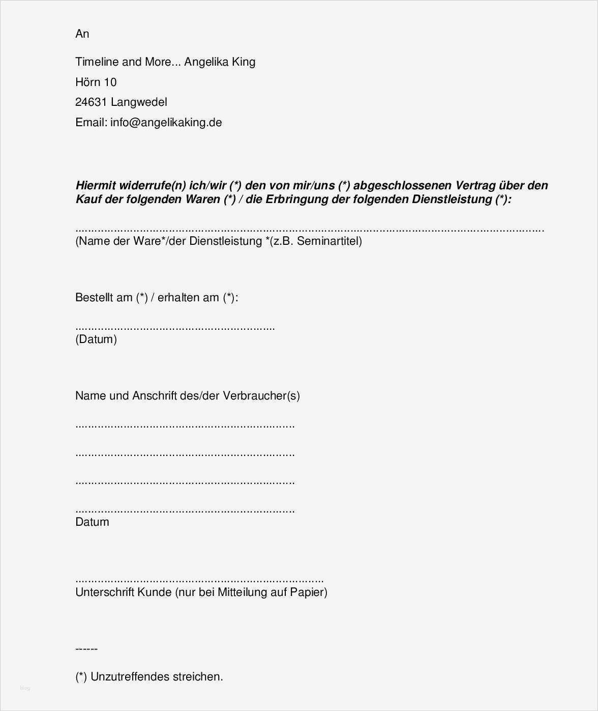 Widerrufsformular Vorlage Elegant Muster Widerrufsformular – Angelika King