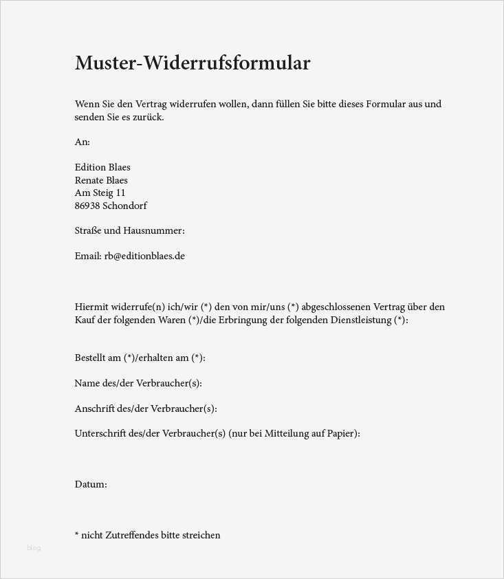 Widerrufsformular Vorlage Erstaunlich Muster Widerrufsformular Renate Blaes