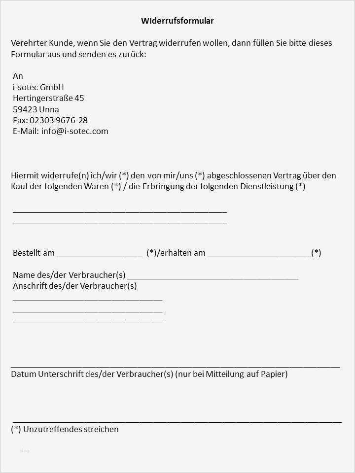 Widerrufsformular Vorlage Inspiration Widerrufsbelehrung I sotec Widerrufsrecht Folgen