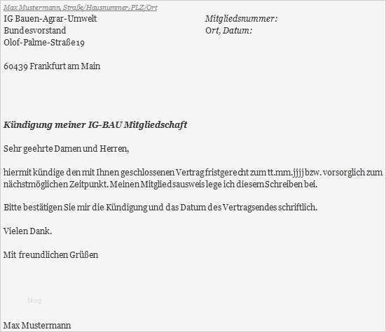 Widerrufsschreiben Vorlage Bewundernswert Ig Bau Kündigungsschreiben Erstellen