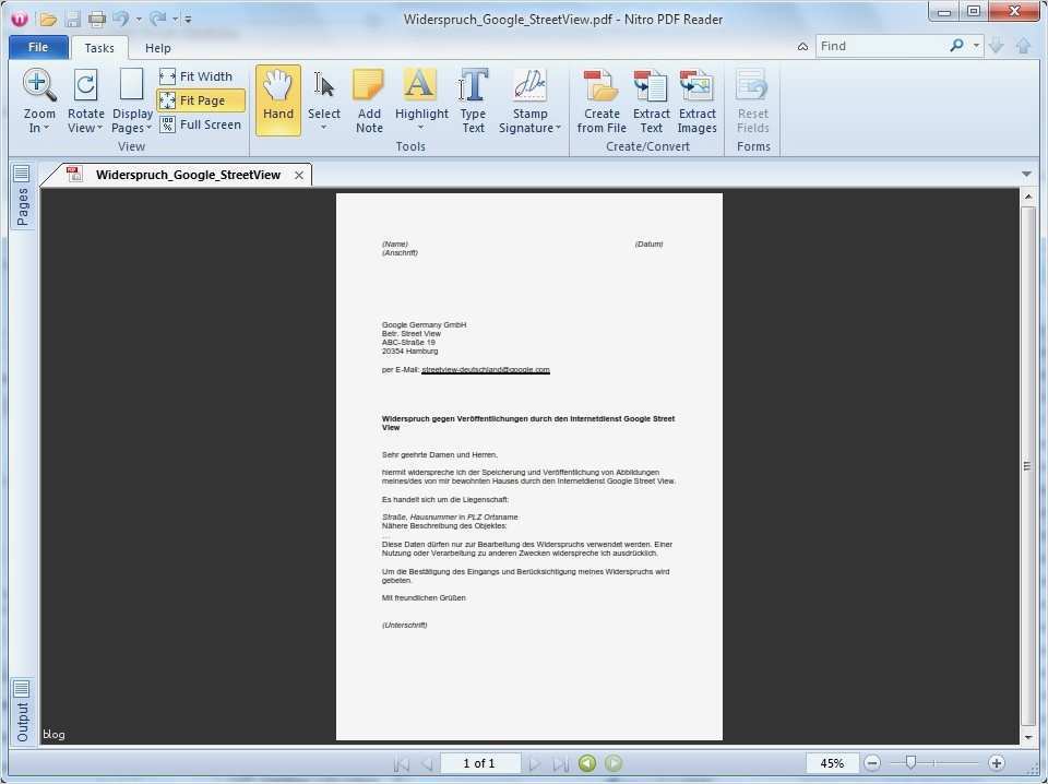 Widerspruch Lohnabrechnung Vorlage Elegant Pdf Vorlage Widerspruch Gegen Google Street View
