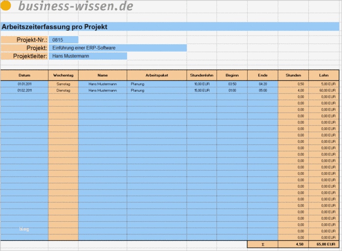 Wochenbericht Vertrieb Vorlage Erstaunlich Arbeitszeiterfassung Pro Projekt – Download – Business