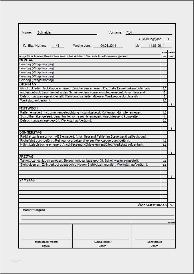 Wochenbericht Vorlage Erstaunlich Berichtsheft Wochenbericht Vorlage Inspiration