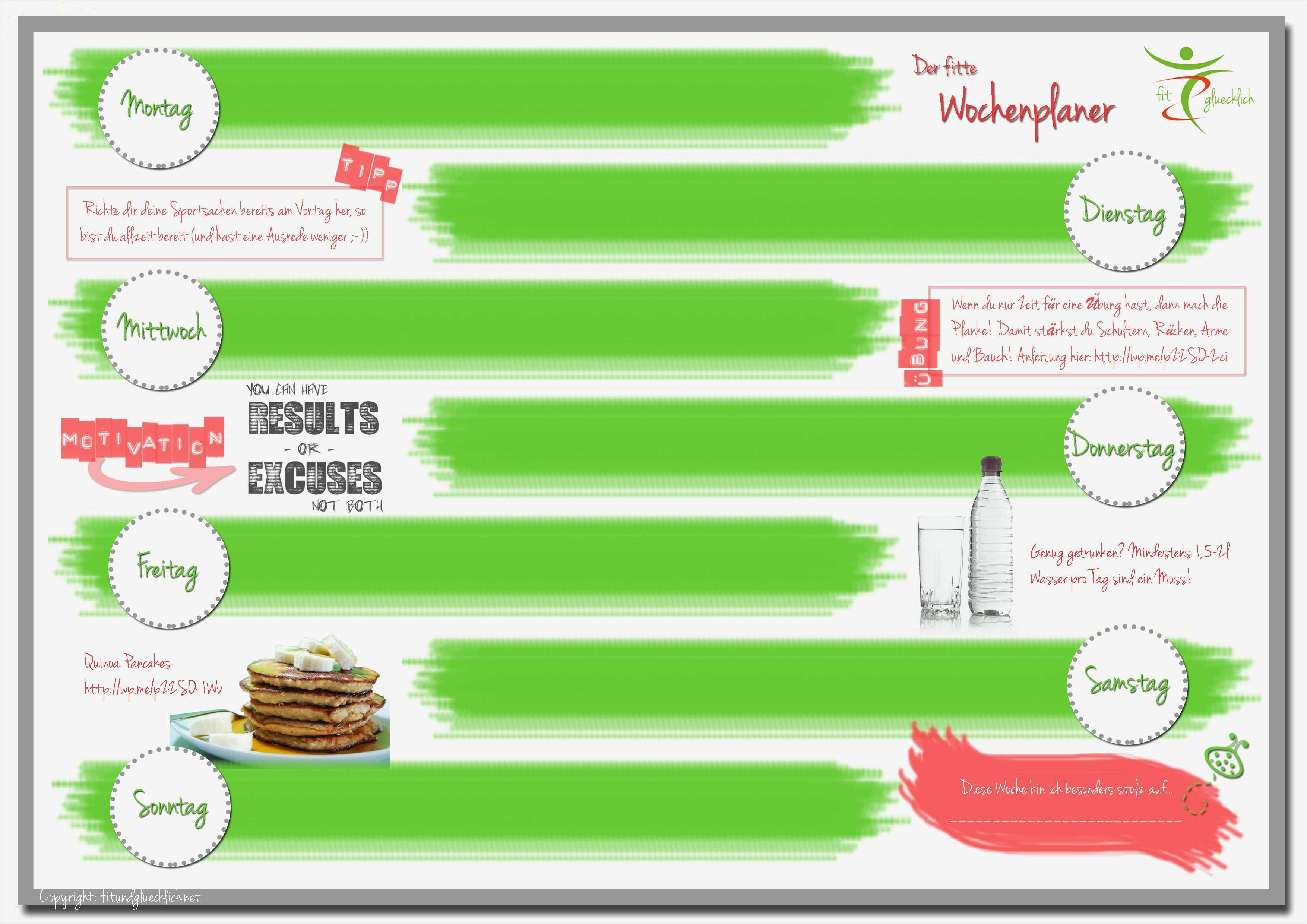 Wochenplan Essen Vorlage Erstaunlich Fitter Wochenplan Klein Fit & Happy