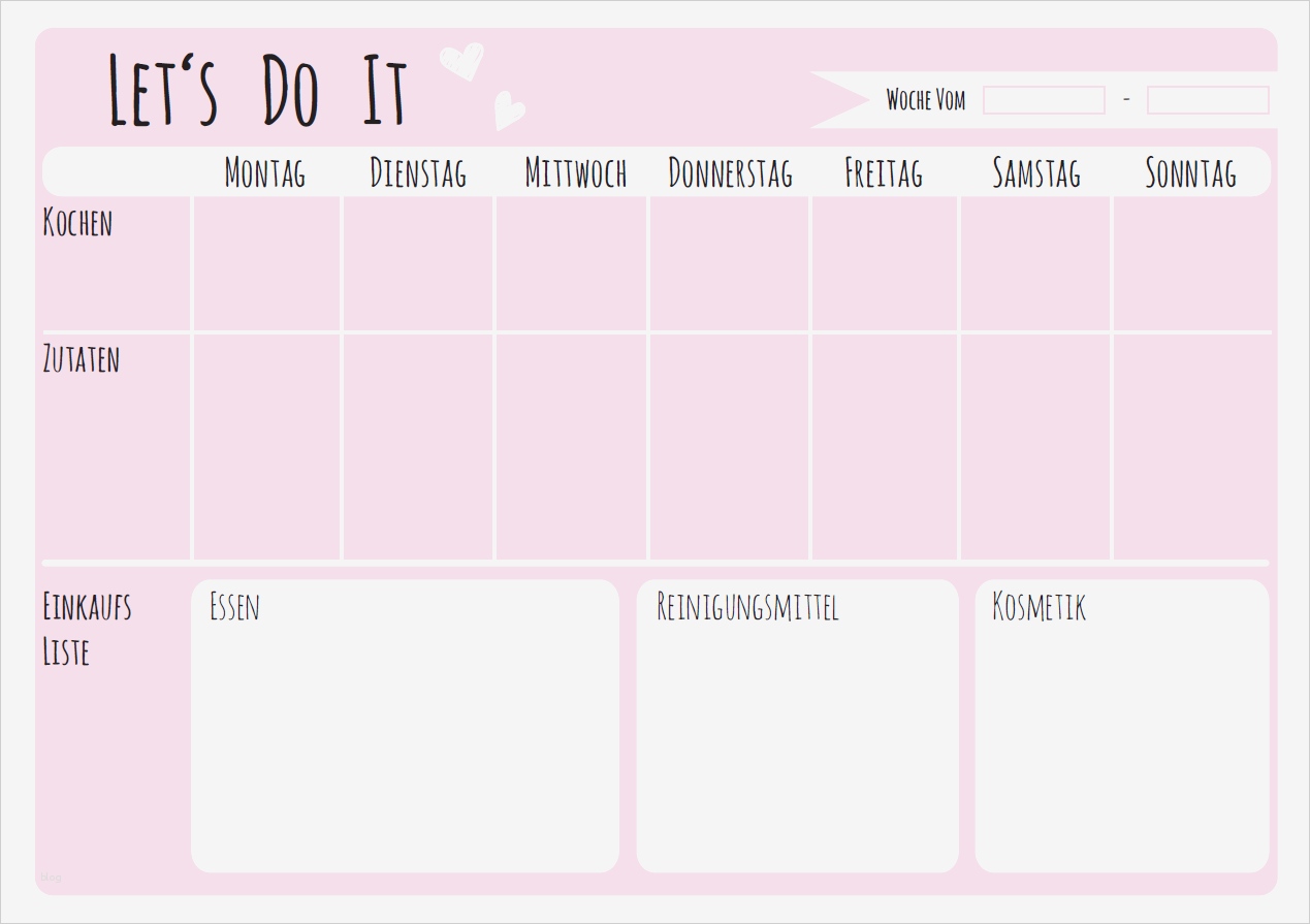 Wochenplan Essen Vorlage Schön Yeah Handmade • Wochenplan ‘let’s Do It’ – Für Bessere