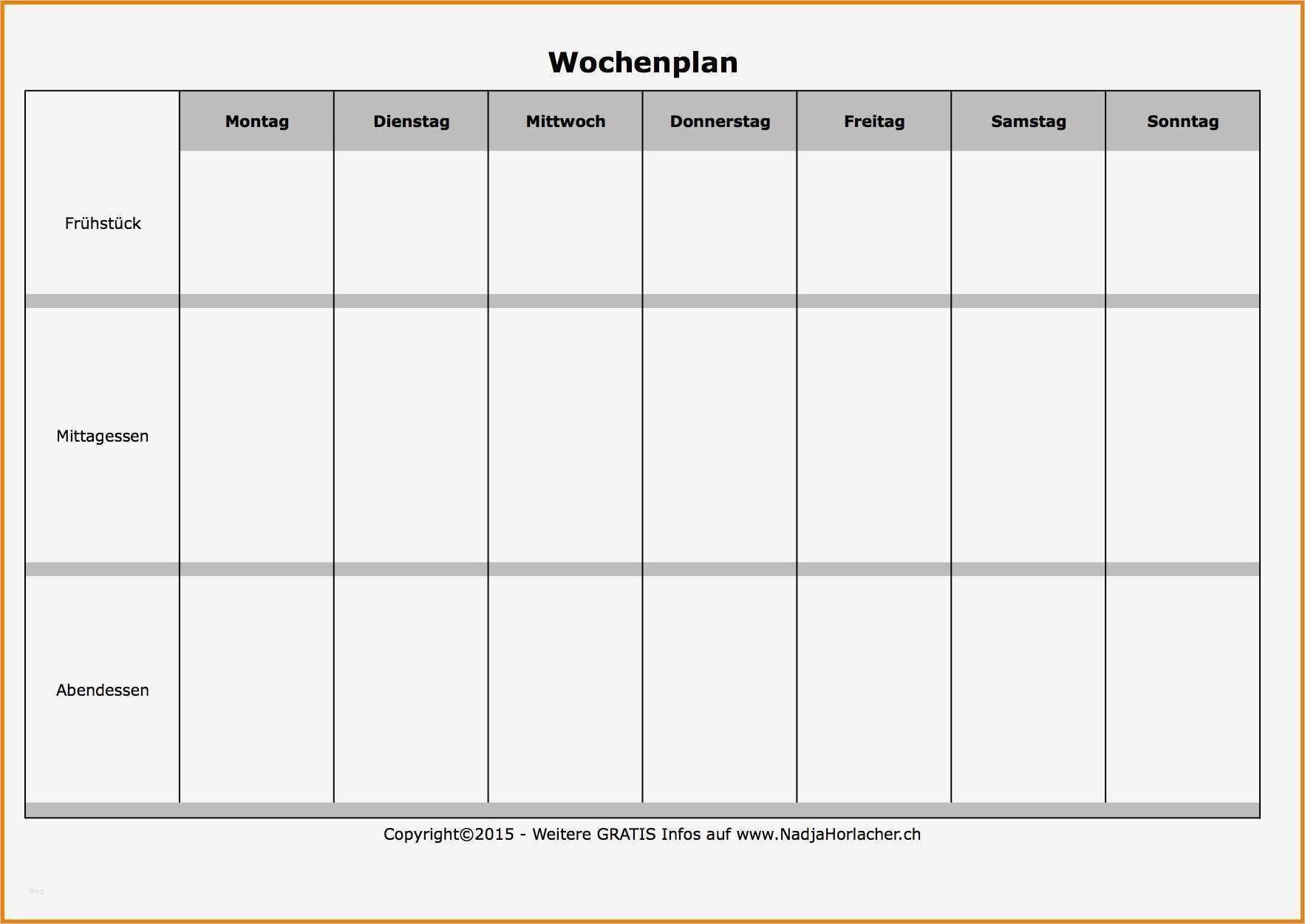 Wochenplan Familie Vorlage Neu 7 Wochenplan Vorlagen