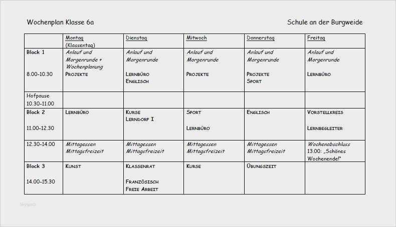 Wochenplan Grundschule Vorlage Beste Wochenplan Grundschule Vorlage Süß Allgemein