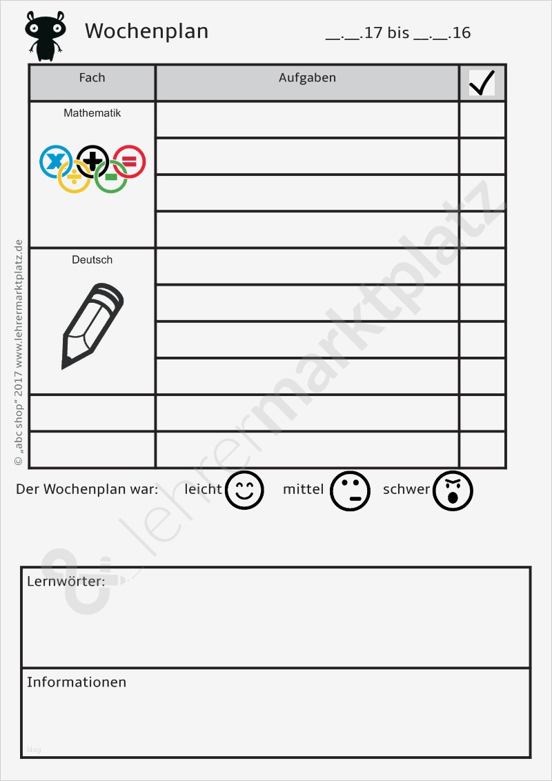 Wochenplan Grundschule Vorlage Cool Wochenplan Vorlage Blanko
