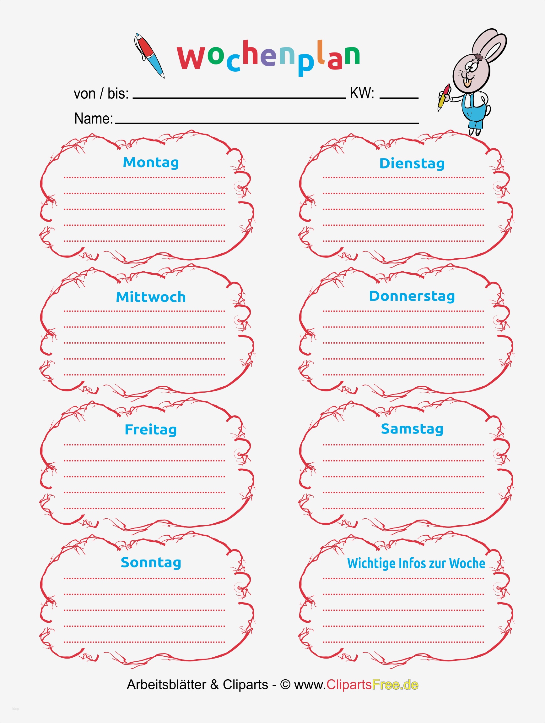 Wochenplan Vorlage Kindergarten Genial Zeitmanagement Wochenplan Druckvorlagen