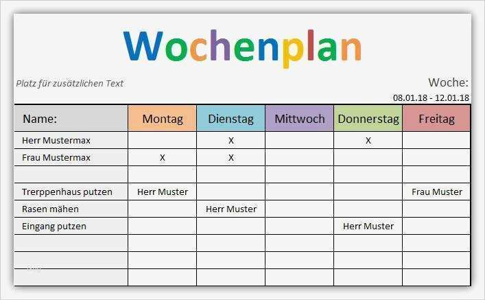 Wochenplan Vorlage Kindergarten Neu Wochenplan Vorlage Download
