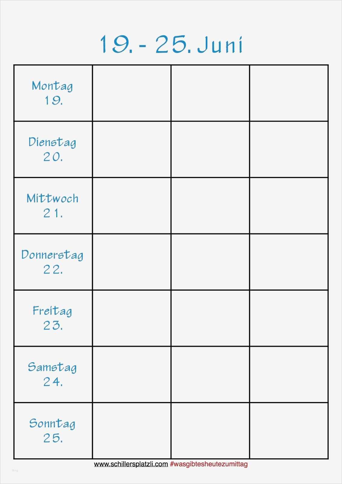 Wochenplan Vorlage Schön Schiller S Platzli Wasgibtesheutezumittag Vorlage Kw25