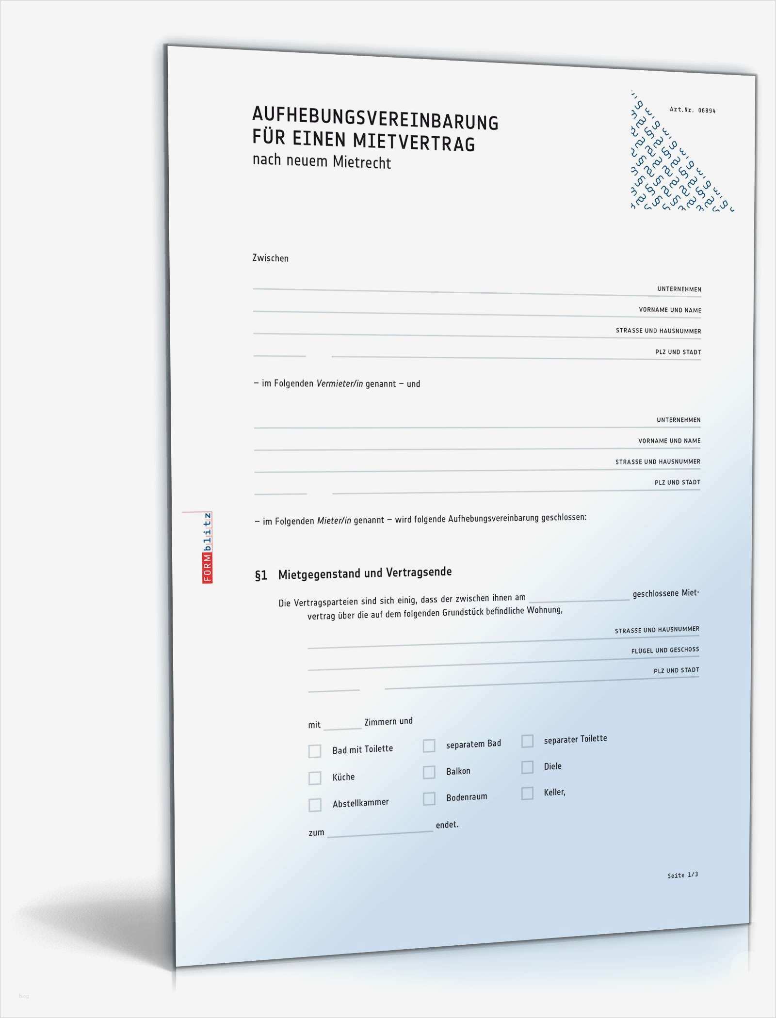 Aufhebungsvereinbarung Mietvertrag Muster Vorlage zum