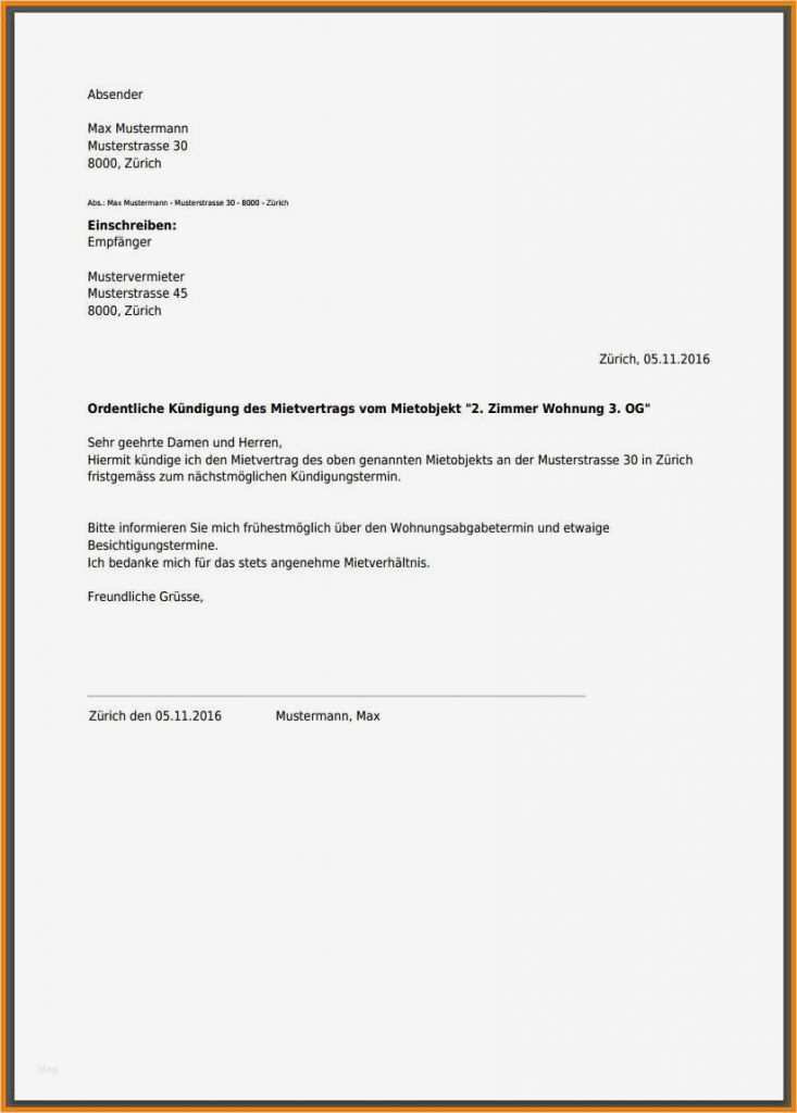 Wohnungskündigung Vorlage Großartig 9 Vorlage Wohnungskündigung