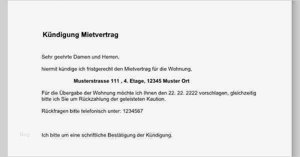 Wohnungskündigung Vorlage Kostenlos Genial Kündigung Wohnung Vorlage Nachmieter Fwptc
