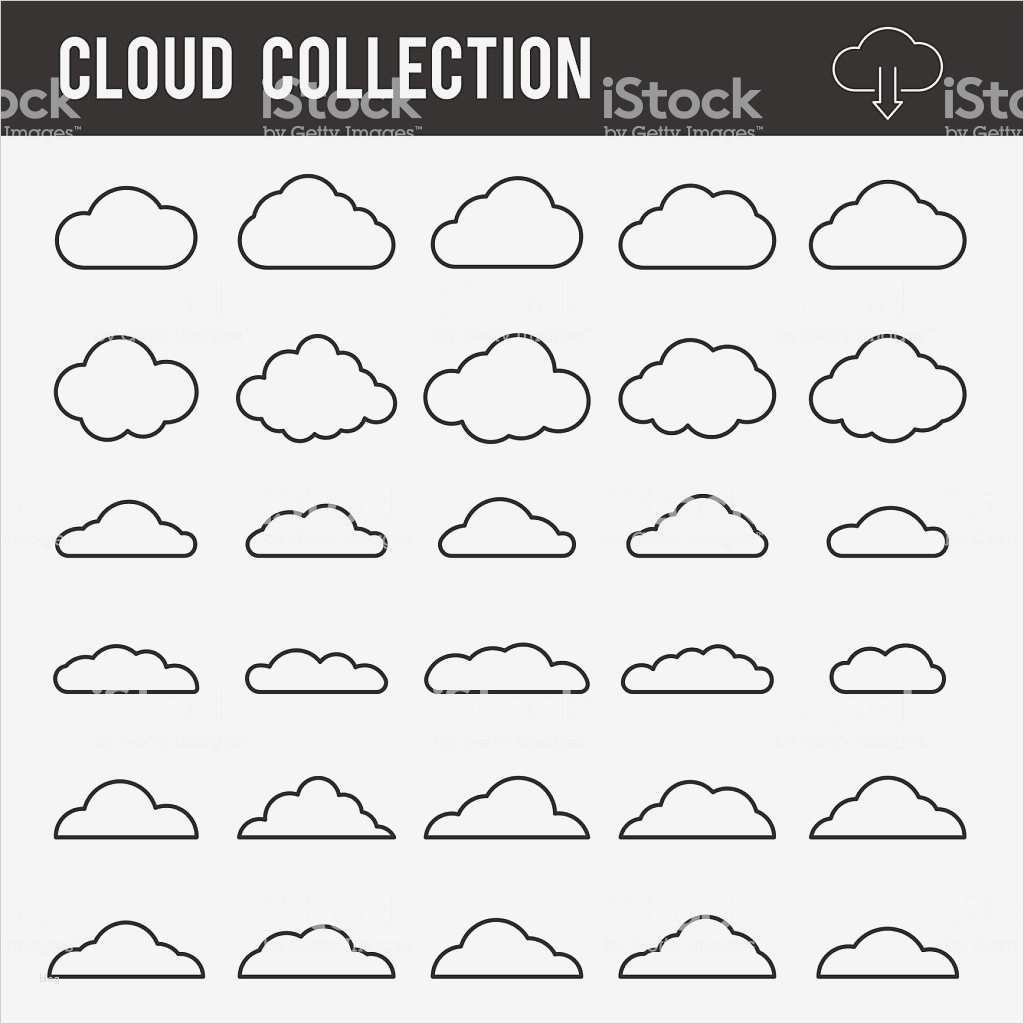 Wolke Vorlage Hübsch Wolke Konturkollektion Vektor Iconsetvorlage Stock Vektor