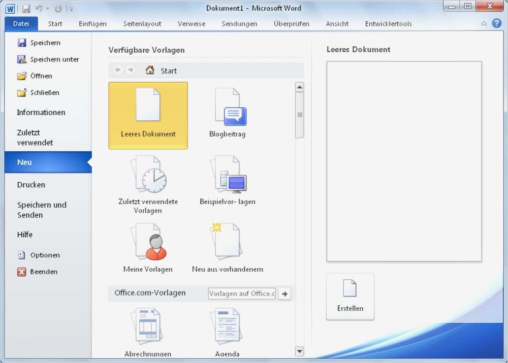 Wo finde ich Word Vorlagen in Word 2007 2010 PCtipp